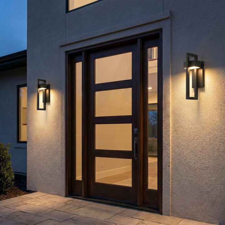 Modern LED Outdoor Wall Light with Geometric Frame Design - Wall Lights - Large - Oaksoho