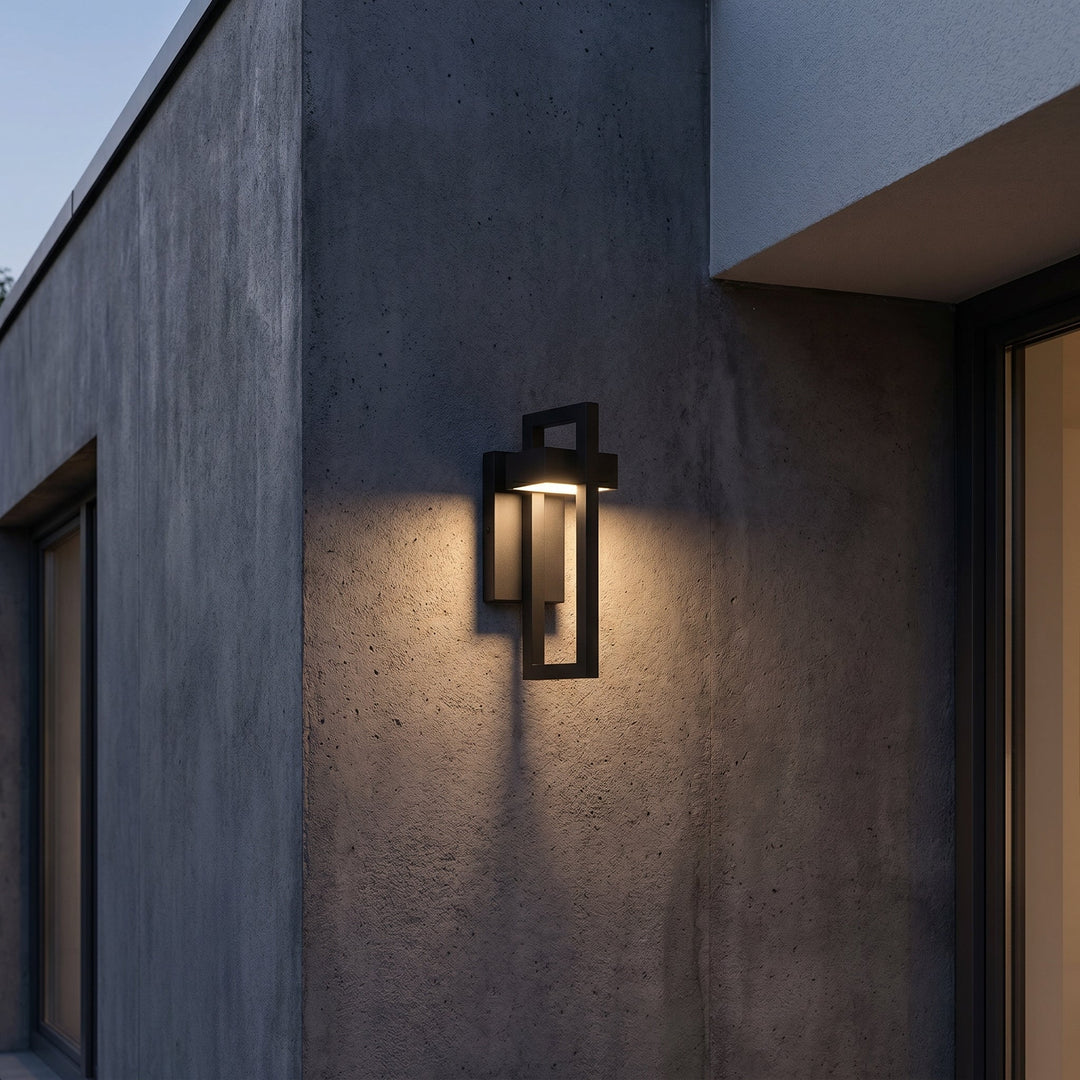 Modern LED Outdoor Wall Light with Geometric Frame Design - Wall Lights - Large - Oaksoho