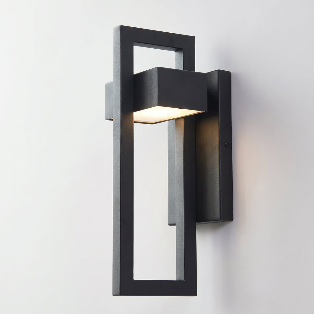 Modern LED Outdoor Wall Light with Geometric Frame Design - Wall Lights - Large - Oaksoho