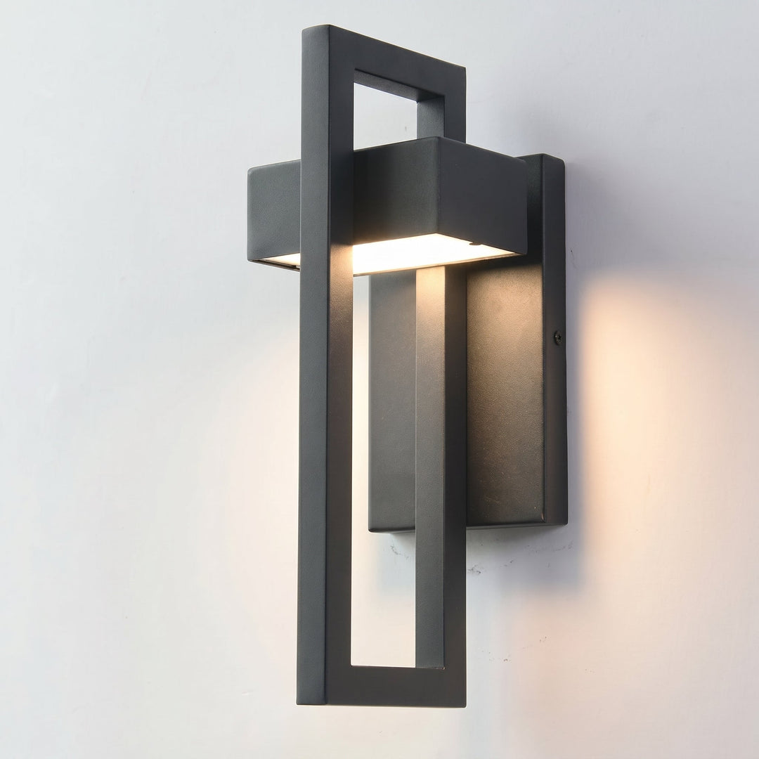 Modern LED Outdoor Wall Light with Geometric Frame Design - Wall Lights - Small - Oaksoho