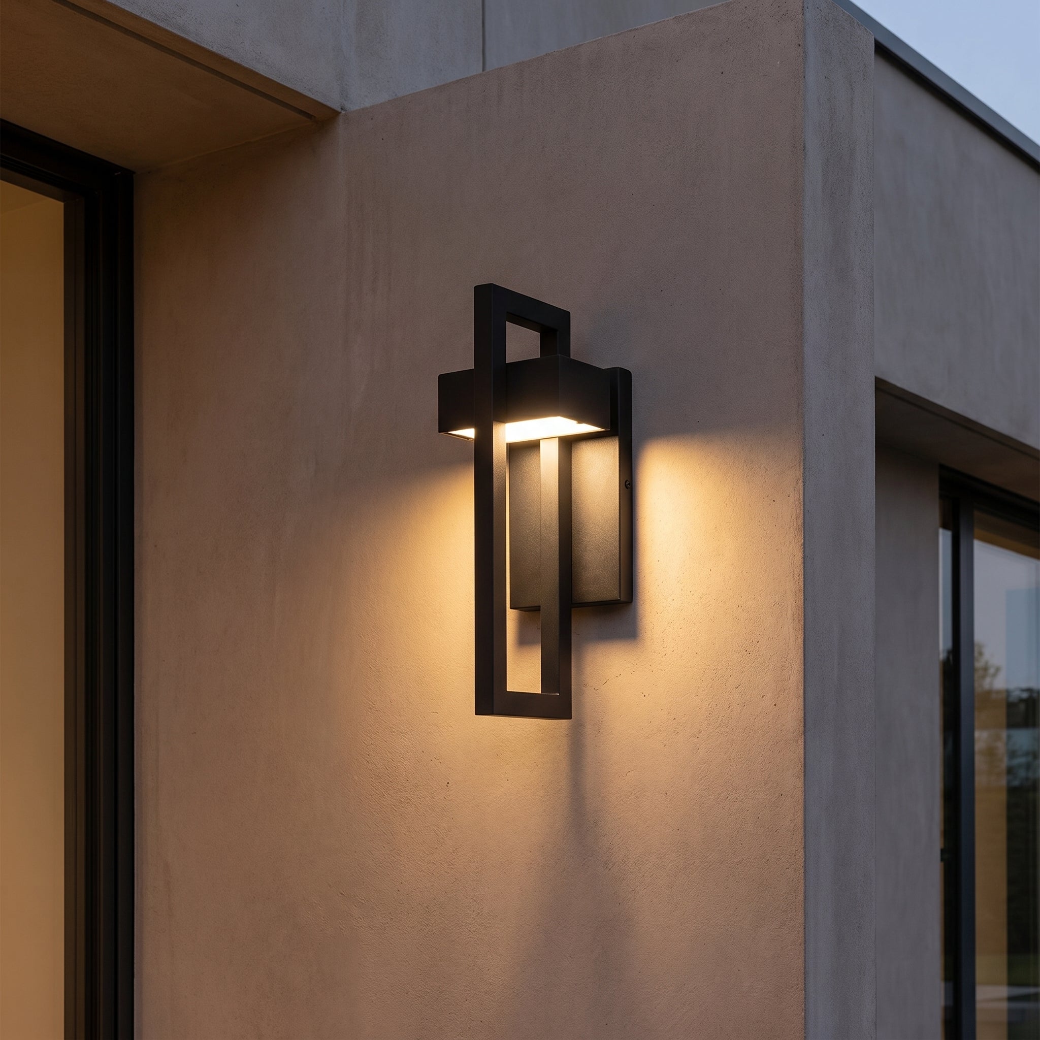 Modern LED Outdoor Wall Light with Geometric Frame Design - Wall Lights - Large - Oaksoho