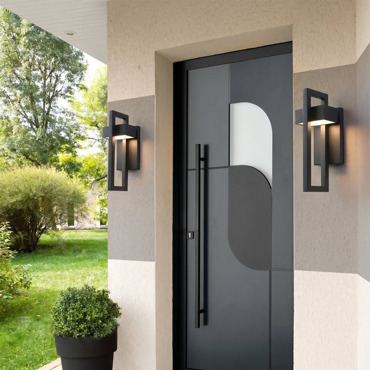 Modern LED Outdoor Wall Light with Geometric Frame Design - Wall Lights - Large - Oaksoho