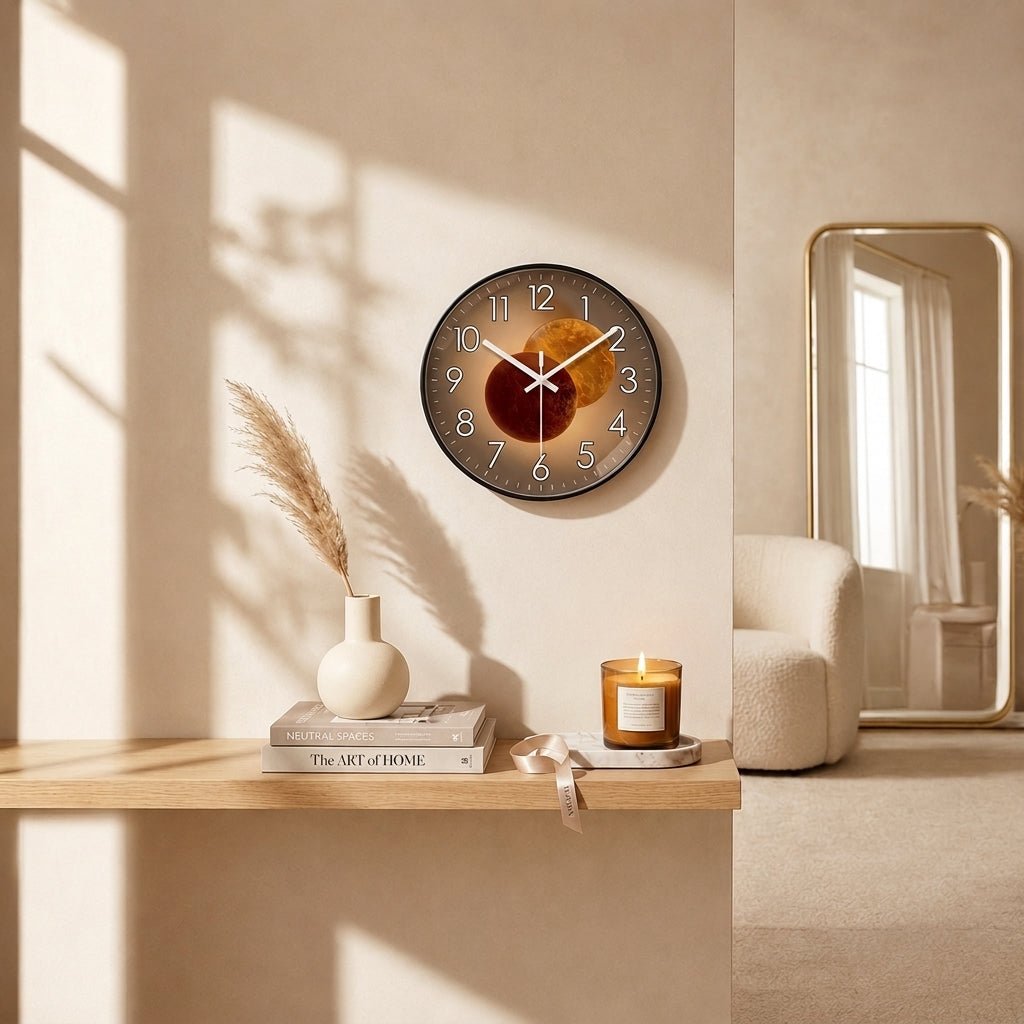 Modern Luxury Round Wall Clock with 3D Ball Detail - Wall Clock - Black - Oaksoho