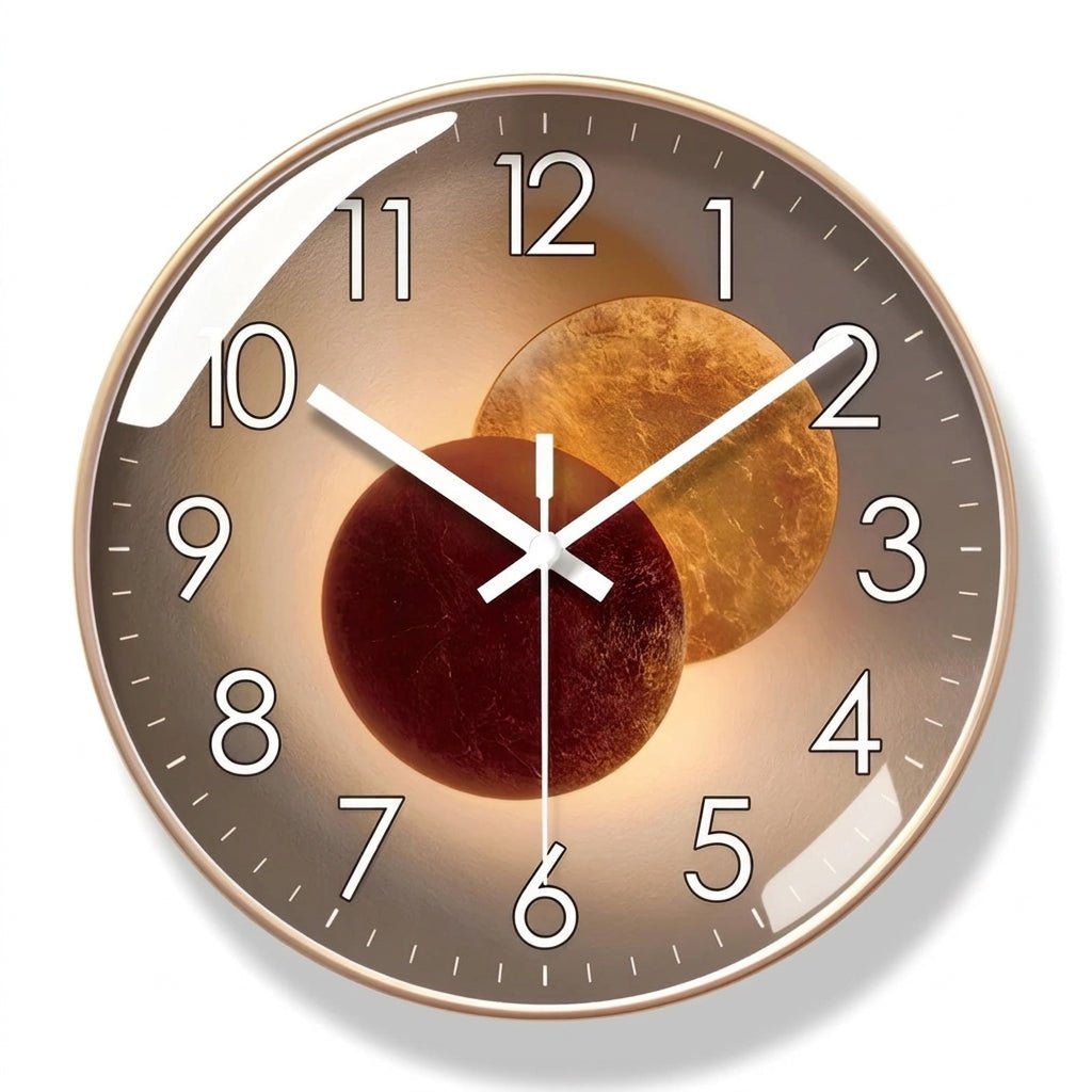 Modern Luxury Round Wall Clock with 3D Ball Detail - Wall Clock - Gold - Oaksoho