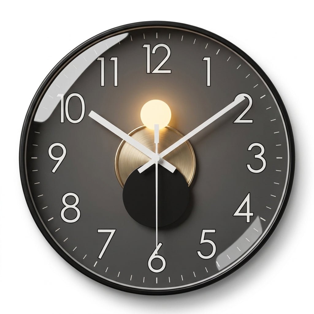 Modern Luxury Round Wall Clock with 3D Ball Detail - Wall Clock - Black - Oaksoho