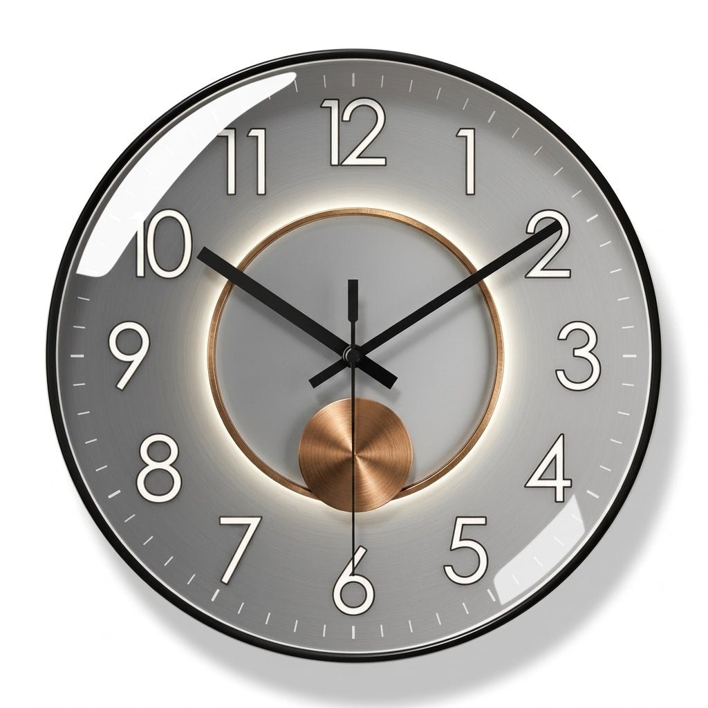 Modern Luxury Round Wall Clock with 3D Ball Detail - Wall Clock - Black - Oaksoho