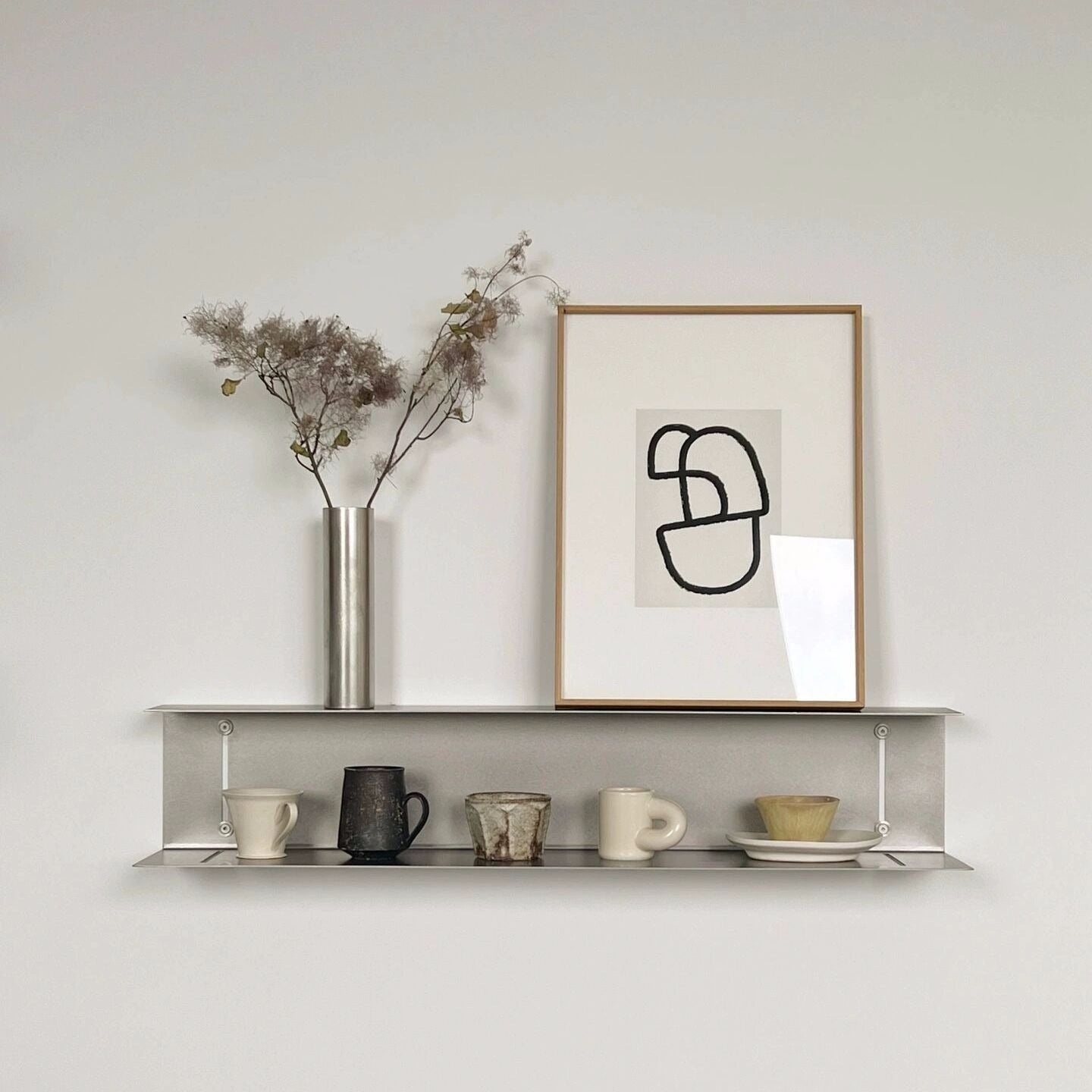 Modern metal wall shelf with side panels - Wall Shelf - 60x15x15 cm - Oaksoho