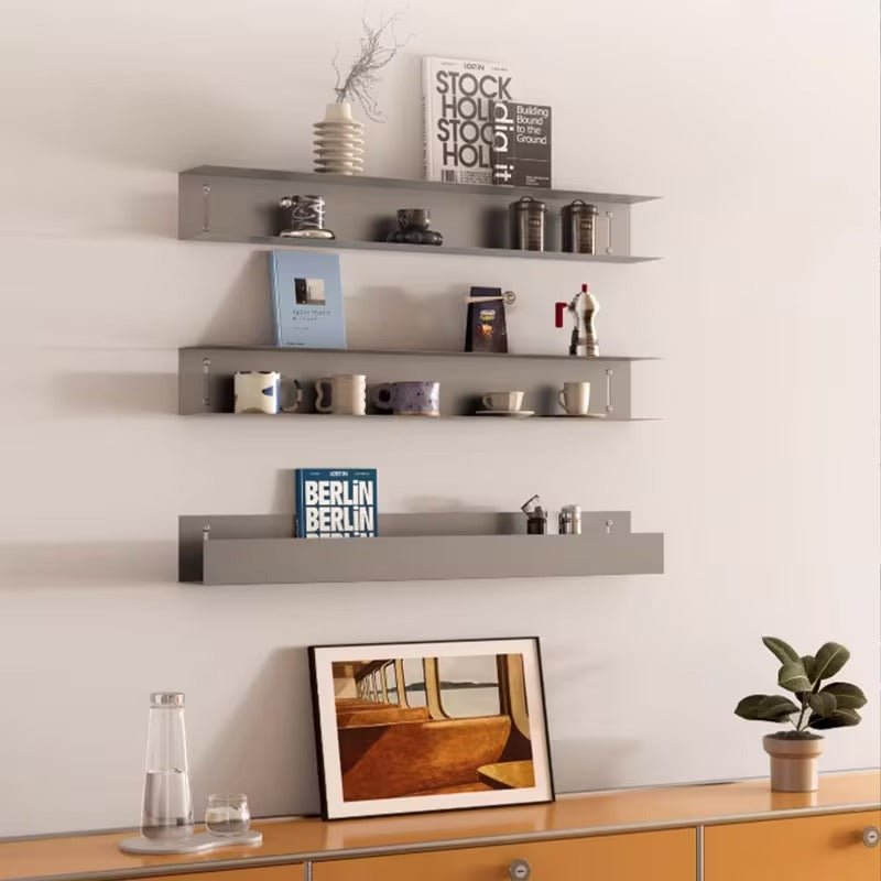 Modern metal wall shelf with side panels - Wall Shelf - 60x15x15 cm - Oaksoho