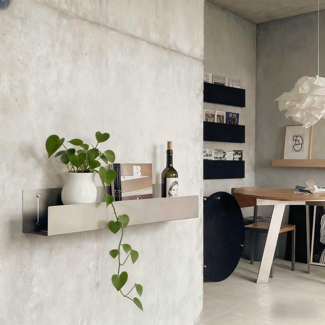Modern metal wall shelf with side panels - Wall Shelf - 60x15x15 cm - Oaksoho