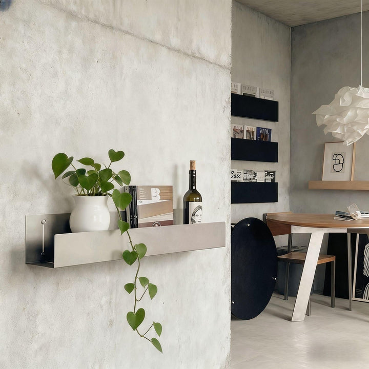 Modern metal wall shelf with side panels - Wall Shelf - 60x15x15 cm - Oaksoho