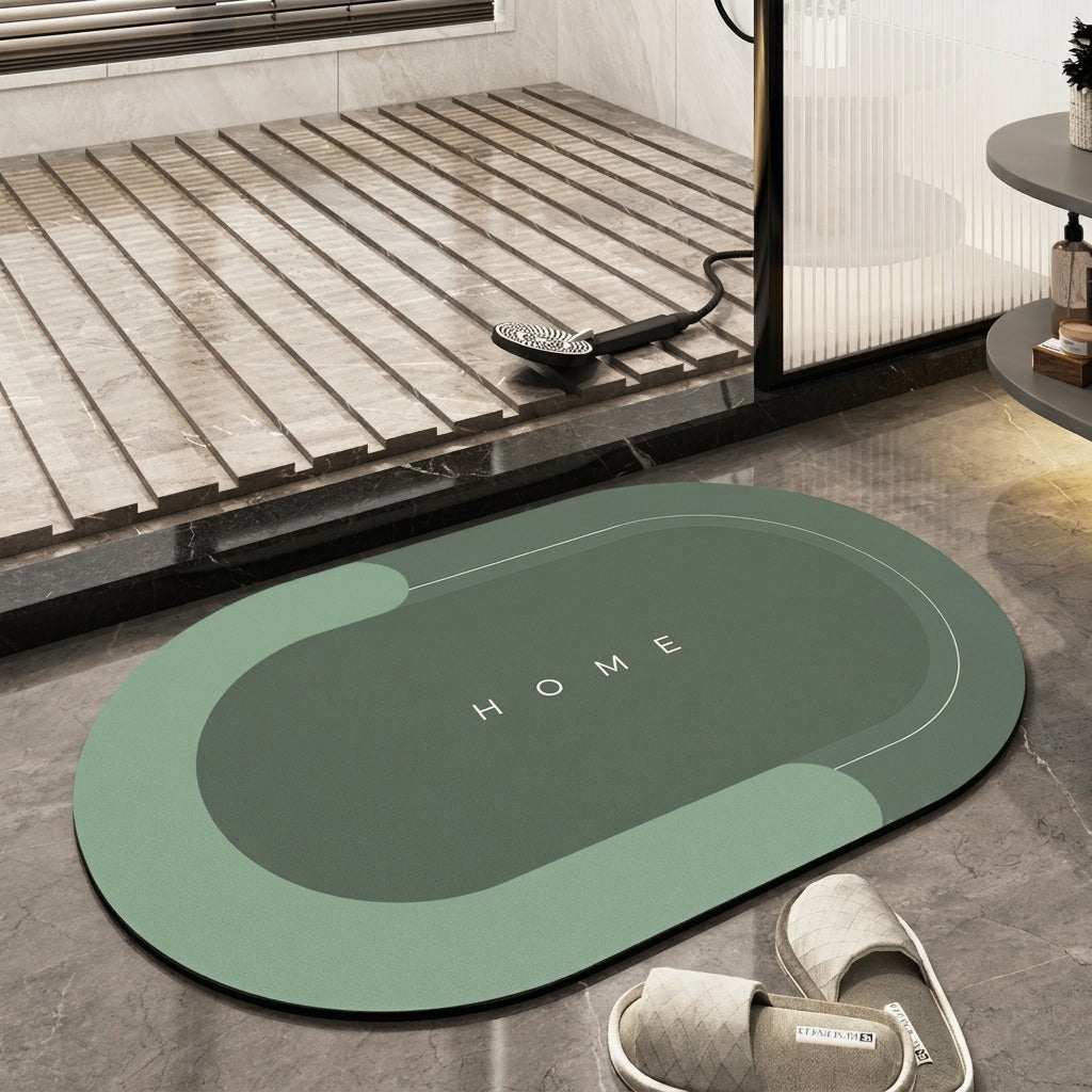 Modern Minimalist Quick-Drying Bathroom & Entrance Runner - Bath Mat - Green - Oaksoho