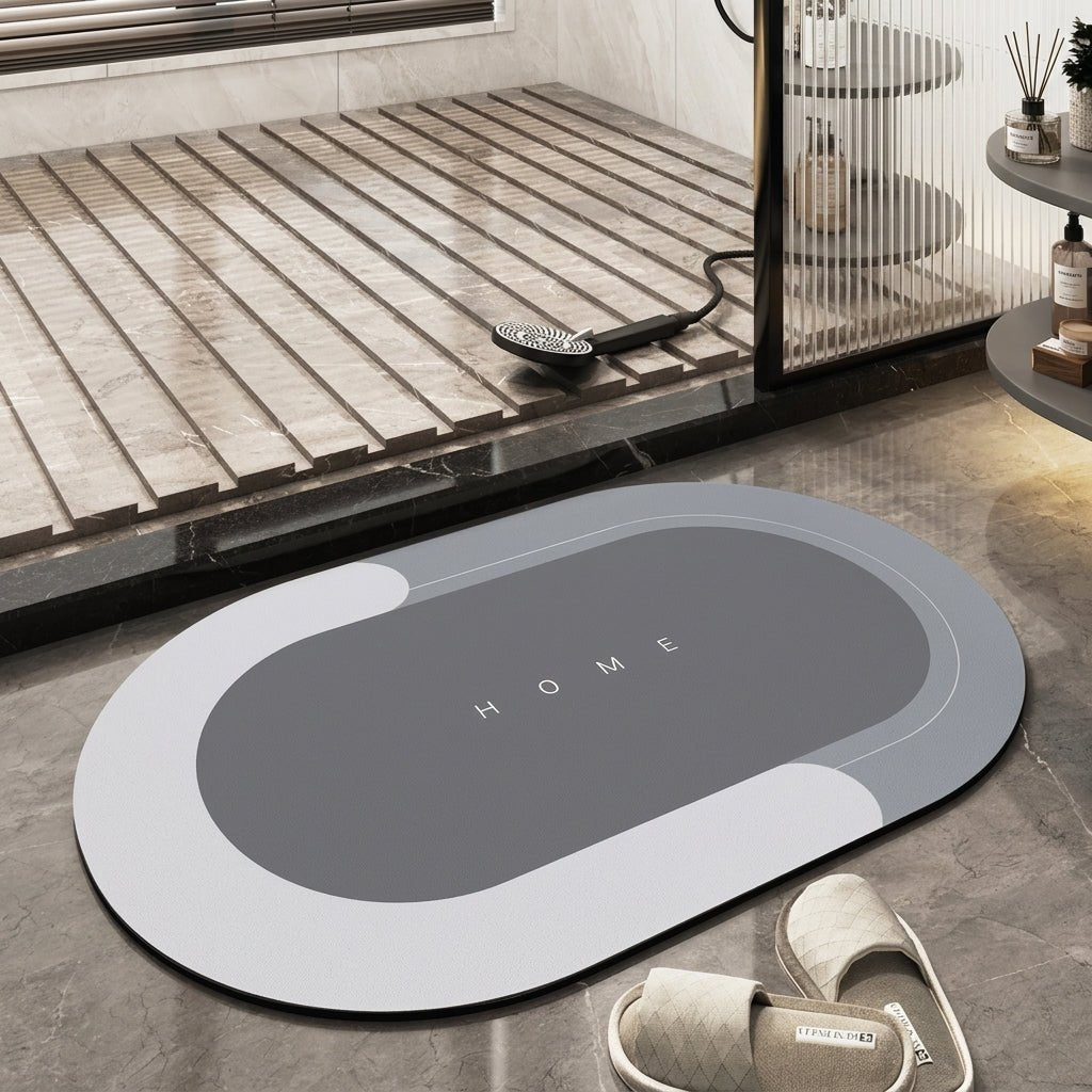 Modern Minimalist Quick-Drying Bathroom & Entrance Runner - Bath Mat - Grey - Oaksoho