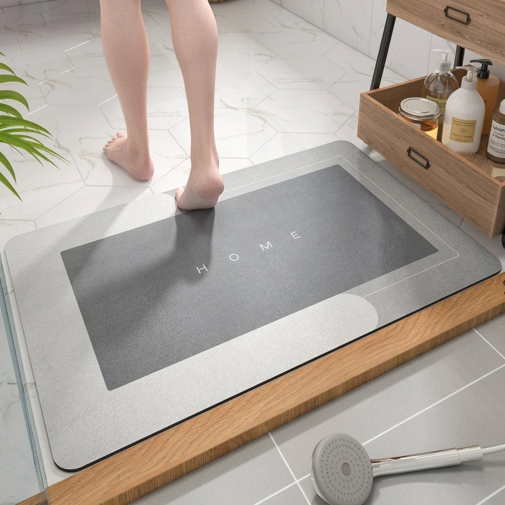 Modern Minimalist Quick-Drying Bathroom & Entrance Runner - Bath Mat - Grey - Oaksoho