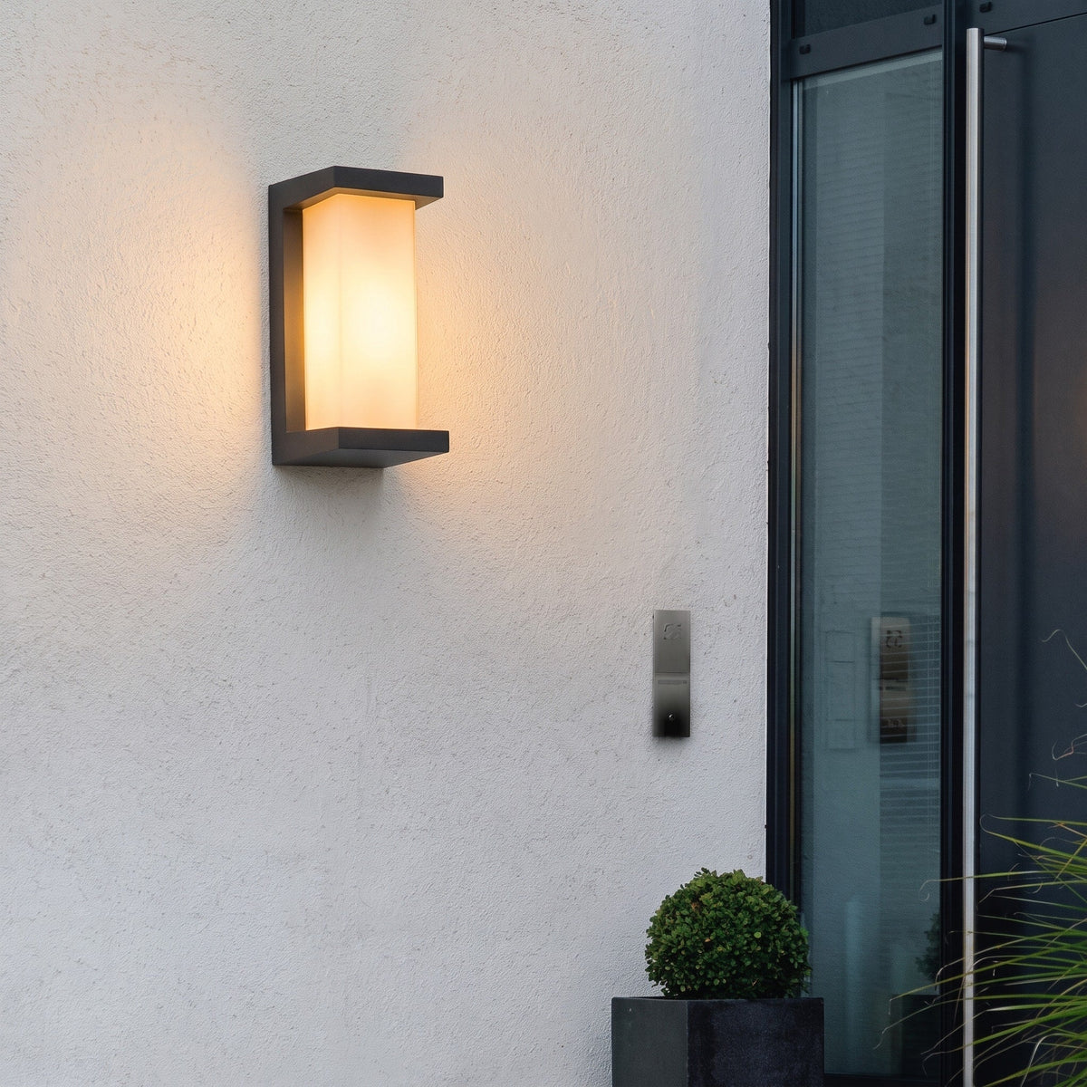 Modern Outdoor Wall Light Rectangular Dark Frame Horizontal or Vertical Mount - Wall Light Fixtures - Vertical Light - Oak Soho
