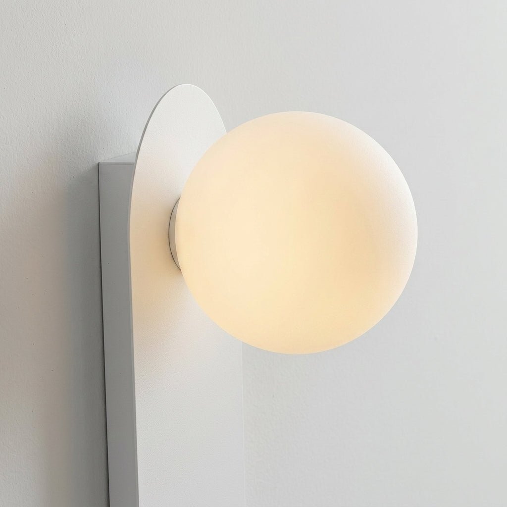 Modern Oval Wall Lamp with Round Glass Globe - Wall Light Fixtures - White - Oaksoho