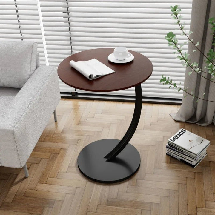 Modern round side table with curved base - Table - C - Oaksoho