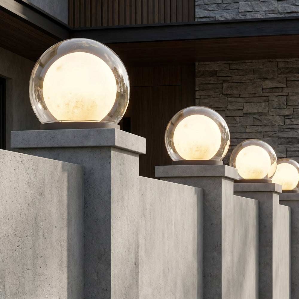 Modern Spherical LED Outdoor Light with Glass Shade - Wall Light - Oaksoho