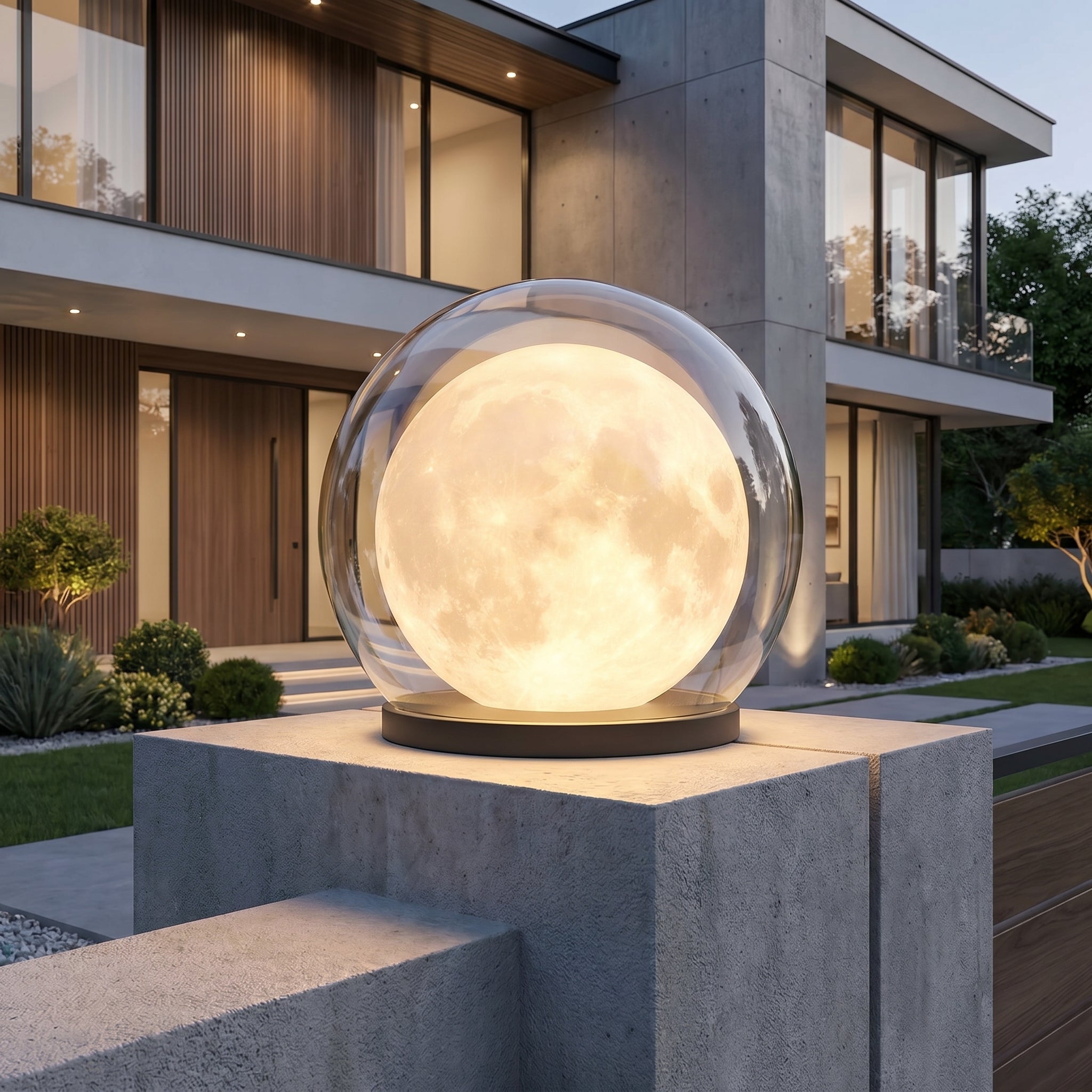 Modern Spherical LED Outdoor Light with Glass Shade - Wall Light - Oaksoho