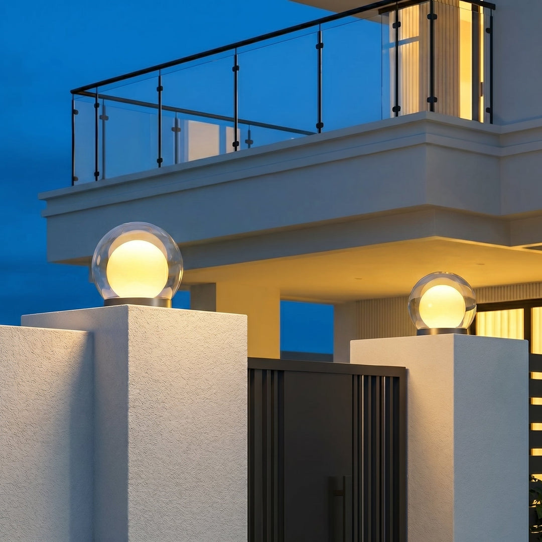 Modern Spherical LED Outdoor Light with Glass Shade - Wall Light - Oaksoho