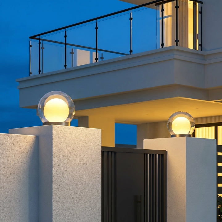 Modern Spherical LED Outdoor Light with Glass Shade - Wall Light - Oaksoho