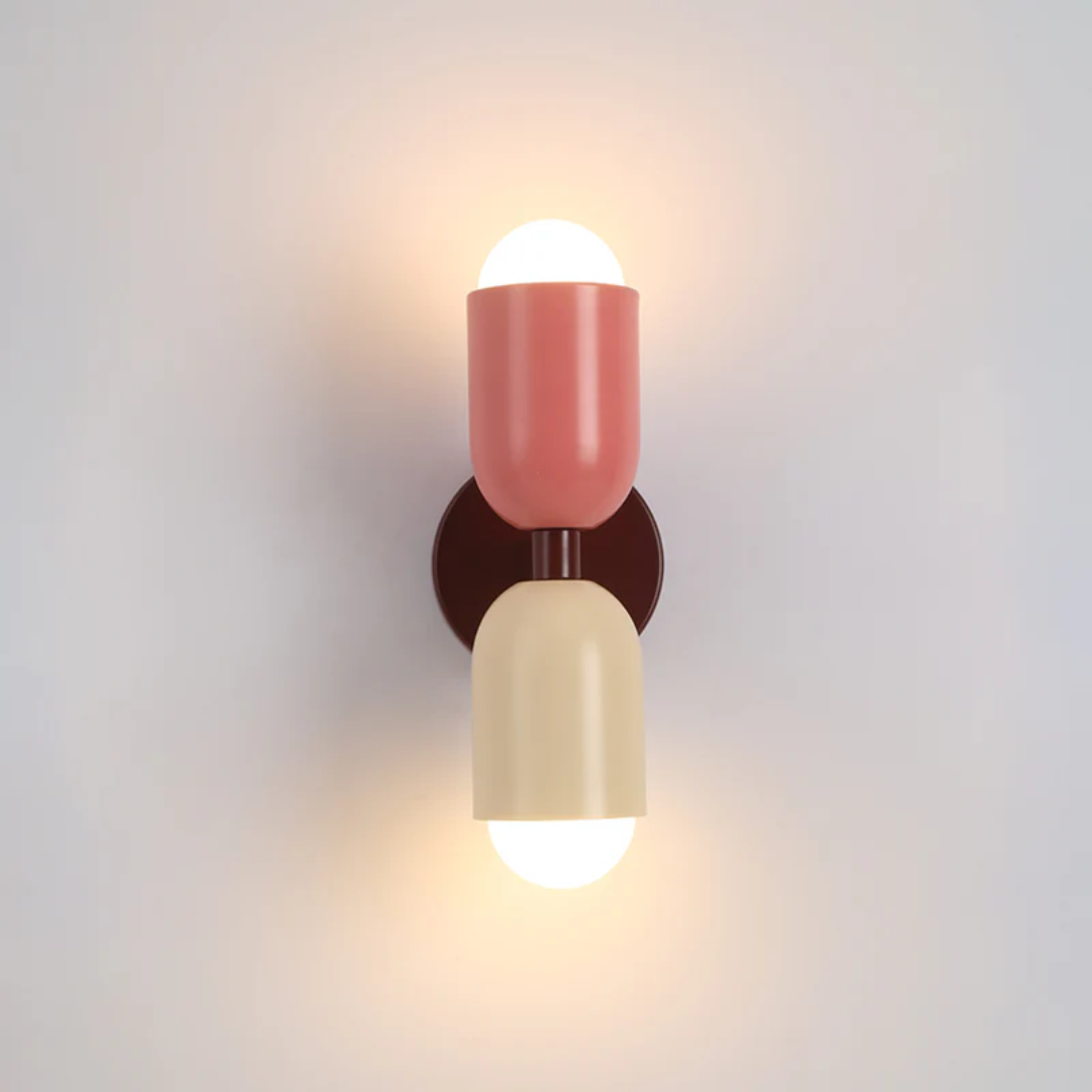 Modern Wall Lamp in Capsule Design - Wall Lights - Pink - Beige - Oaksoho