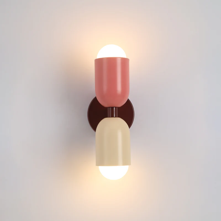 Modern Wall Lamp in Capsule Design - Wall Lights - Pink - Beige - Oaksoho