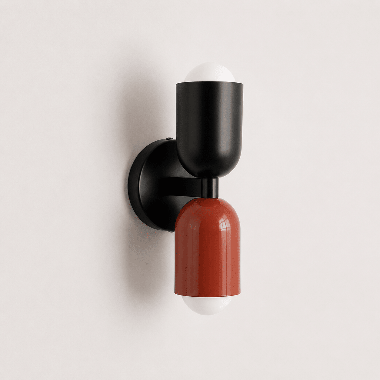 Modern Wall Lamp in Capsule Design - Wall Lights - Black - Red - Oaksoho