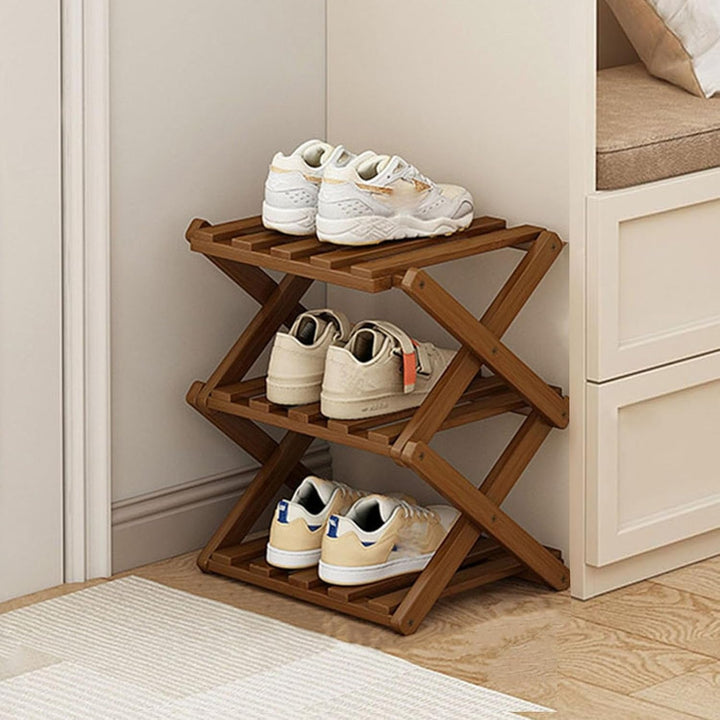 Multi - tier Foldable Shoe Rack - Storage Shelf - Brown - Oaksoho