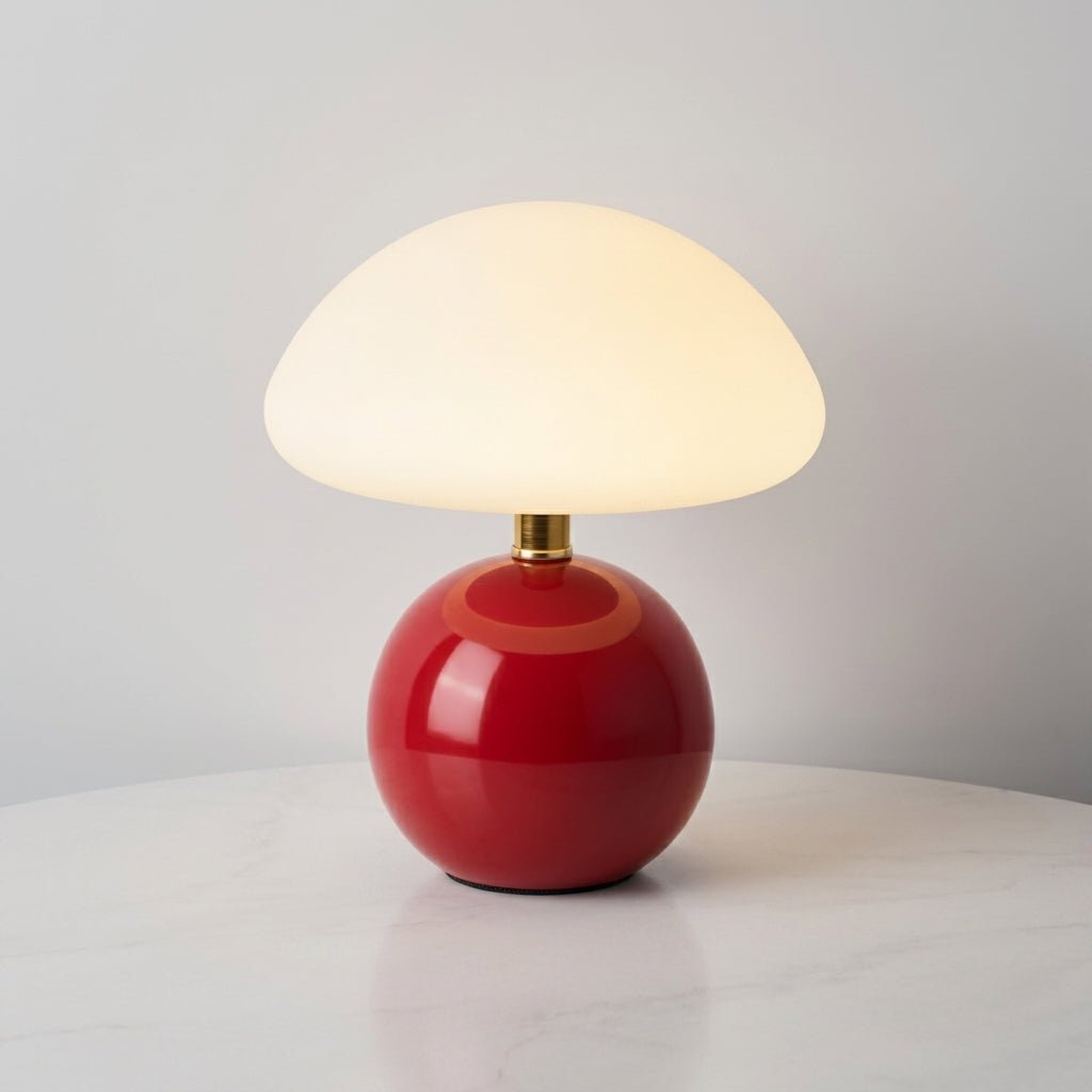 Mushroom Table Lamp with Dome Shade and Round Ball Base - Table Lamp - Red - Oaksoho