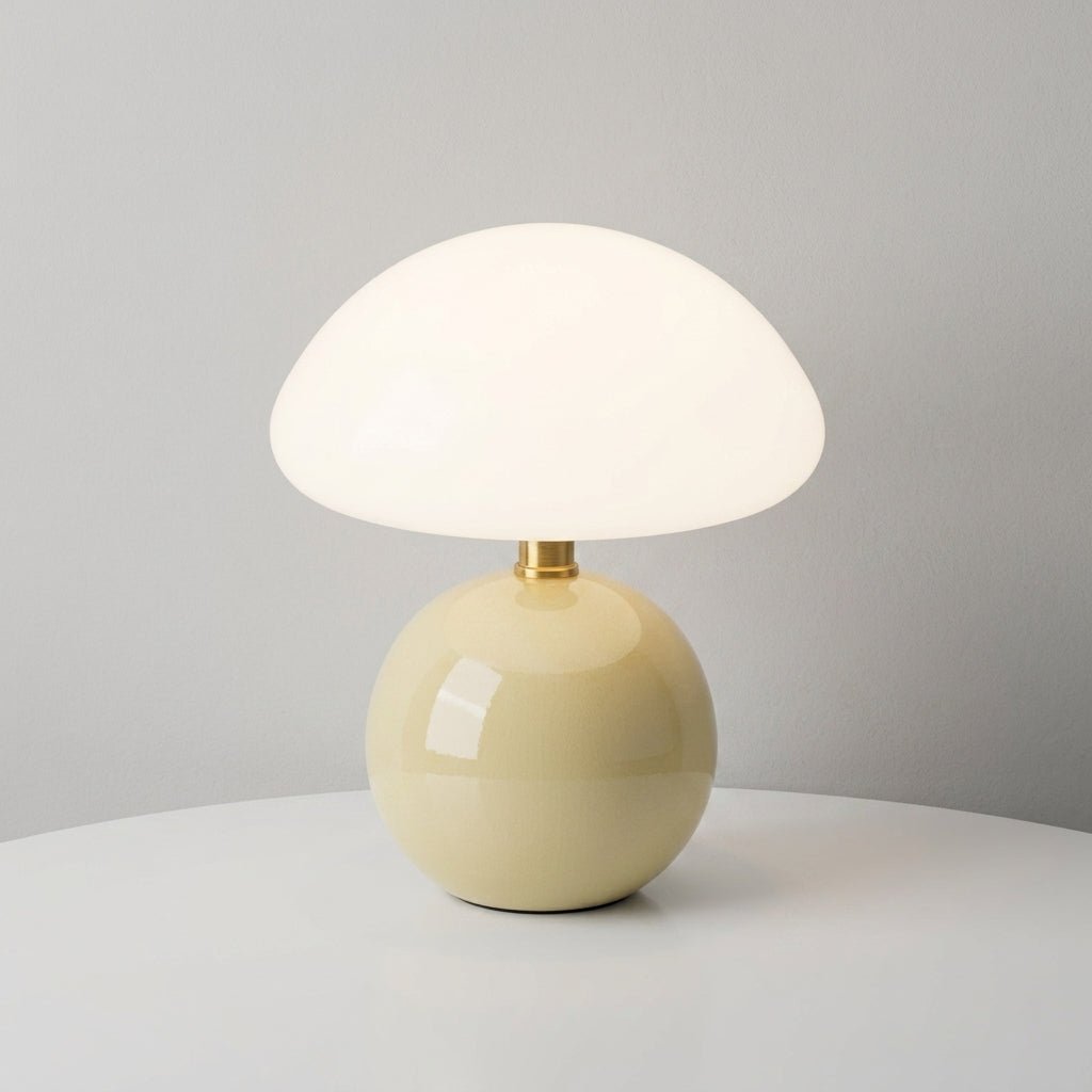 Mushroom Table Lamp with Dome Shade and Round Ball Base - Table Lamp - Beige - Oaksoho