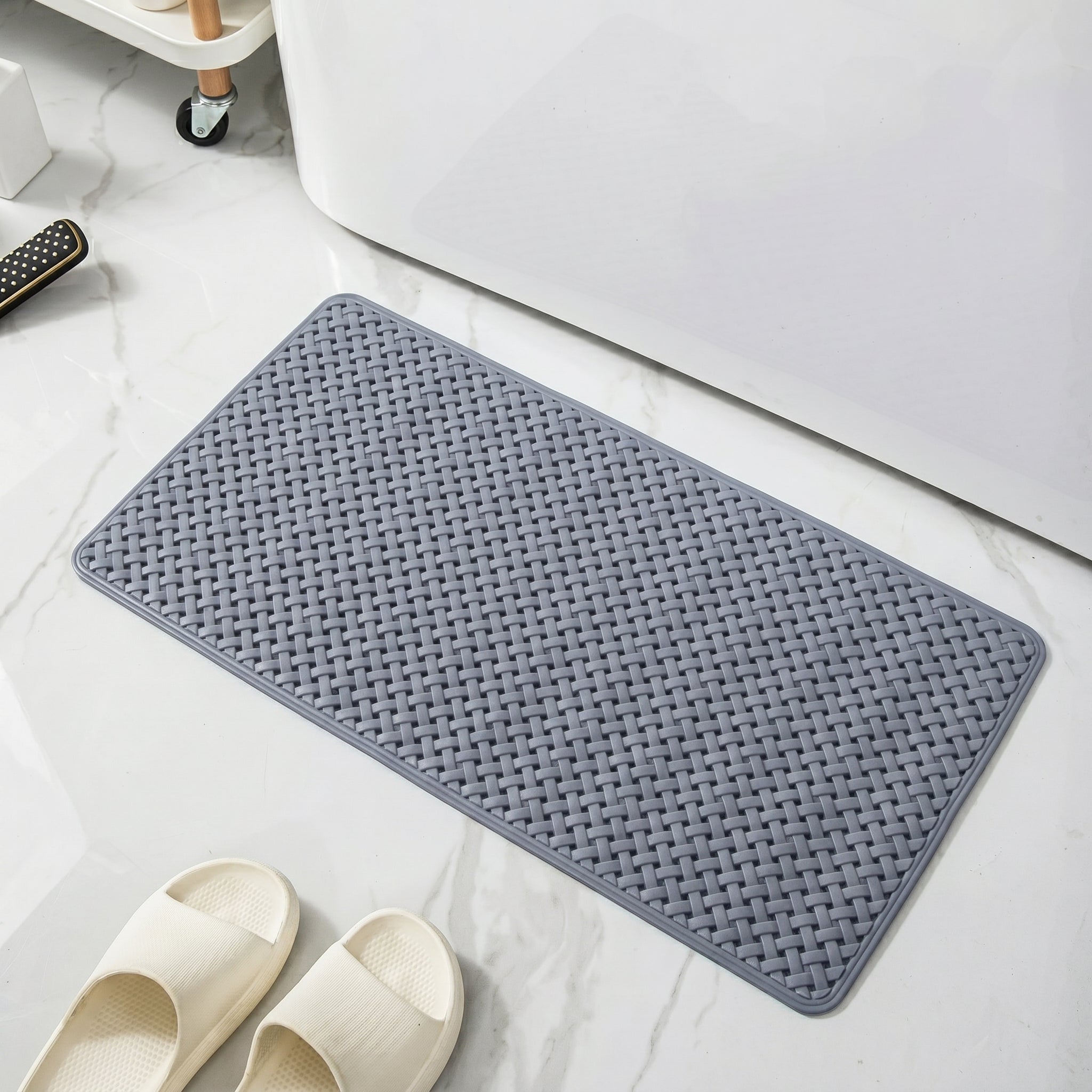 Non-Slip Bath Mat with Textured Surface - Bath Mat - Dark Grey - Oaksoho