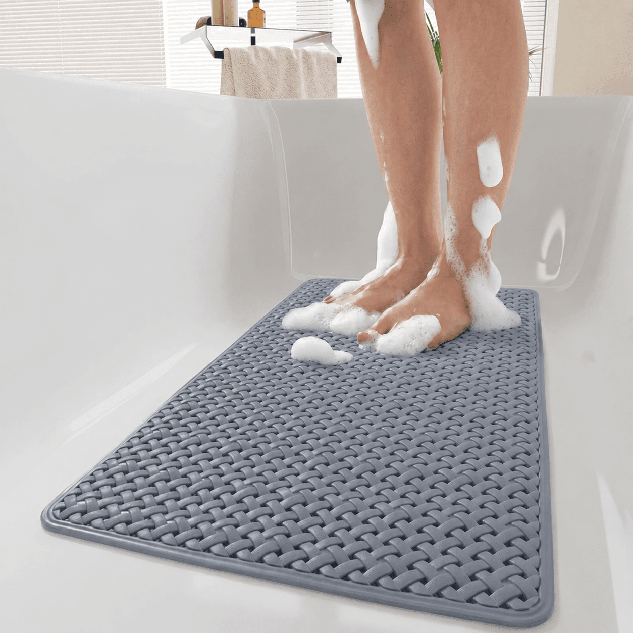 Non-Slip Bath Mat with Textured Surface - Bath Mat - Dark Grey - Oaksoho