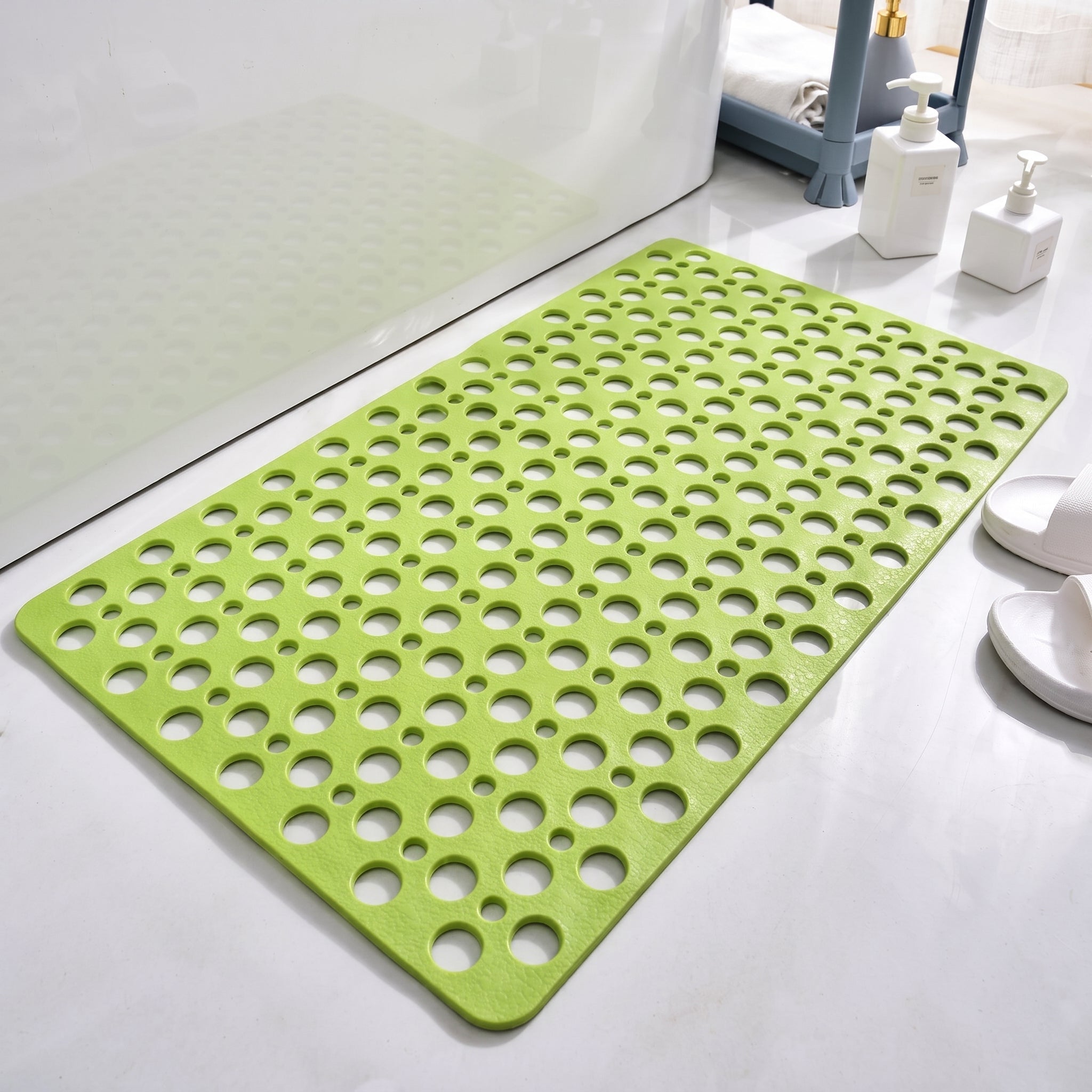 Non-Slip Hollow Drain Shower Perforated Bath Mat - Bath Mats & Rugs - Green - Oaksoho