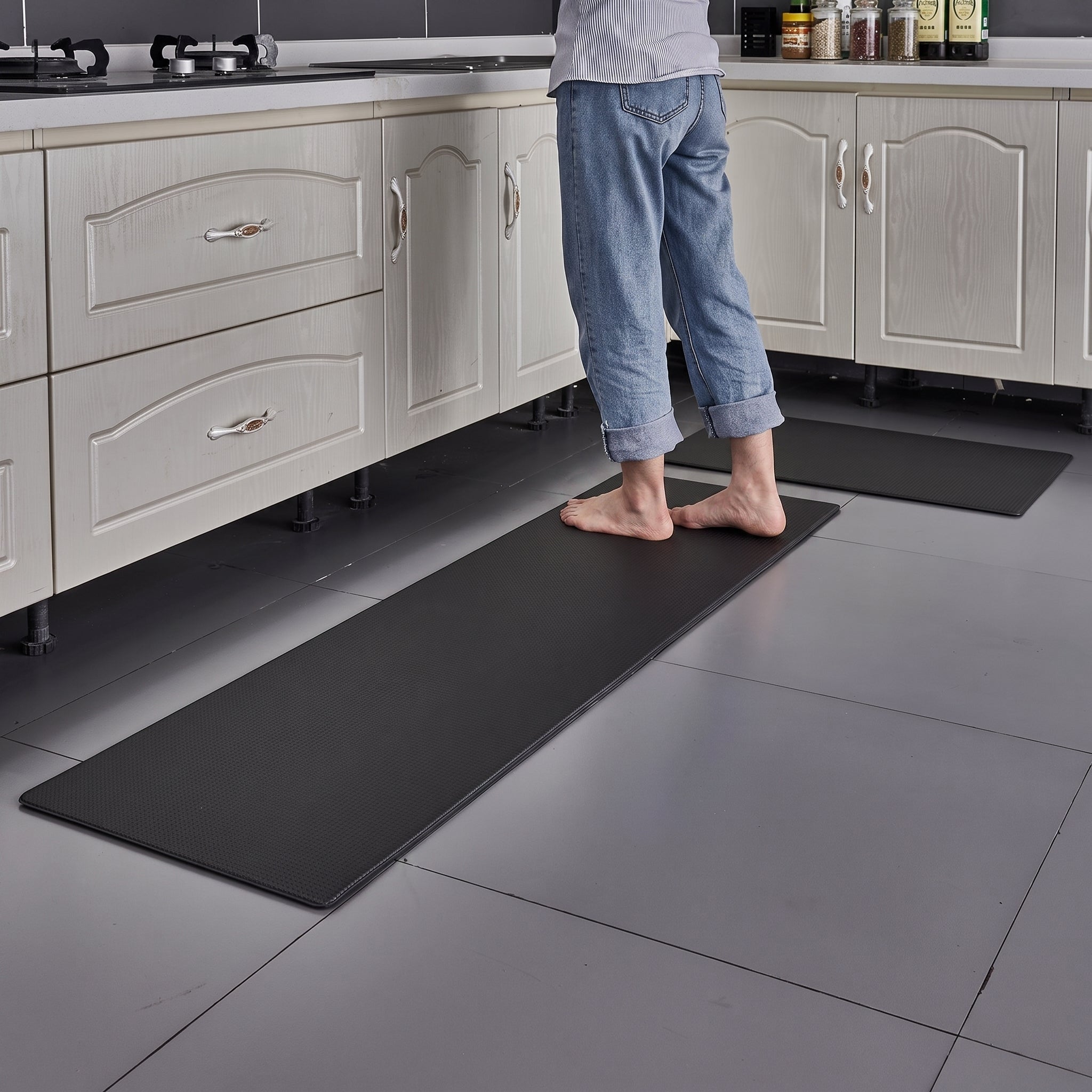 Non-slip Waterproof Padded Kitchen Floor Mat - Rugs - Black - Oaksoho