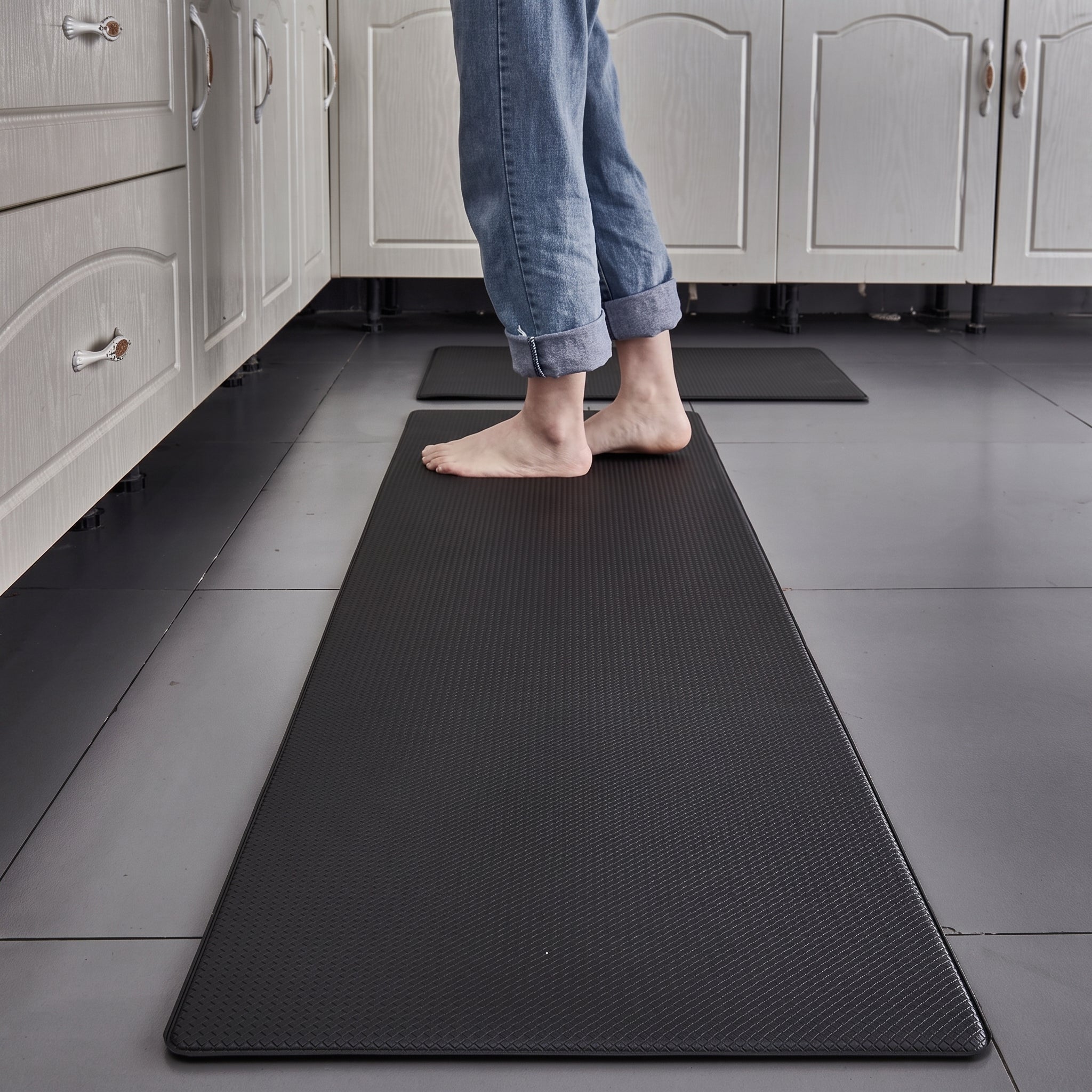 Non-slip Waterproof Padded Kitchen Floor Mat - Rugs - Black - Oaksoho