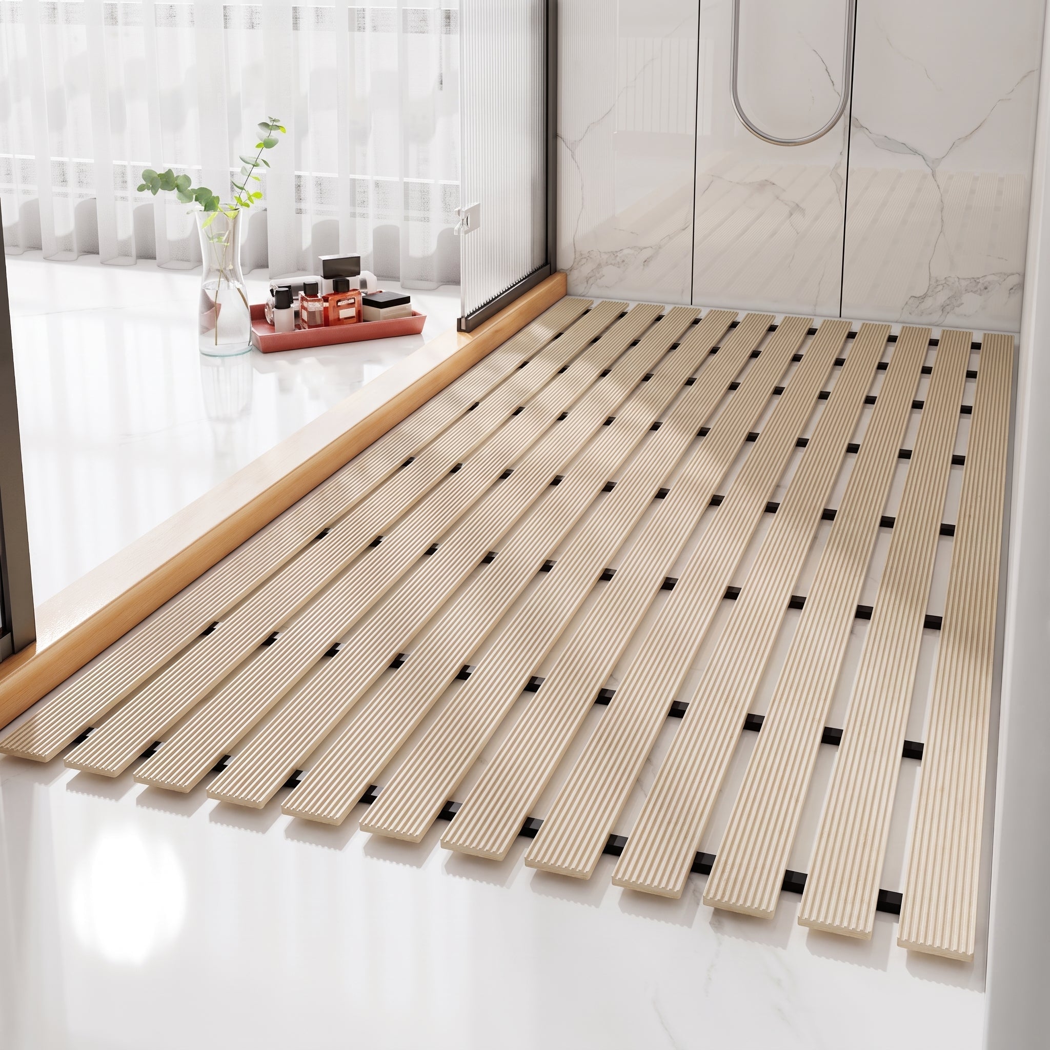 Non-slip Waterproof Shower Mat - Bath Mats & Rugs - Beige - Oaksoho