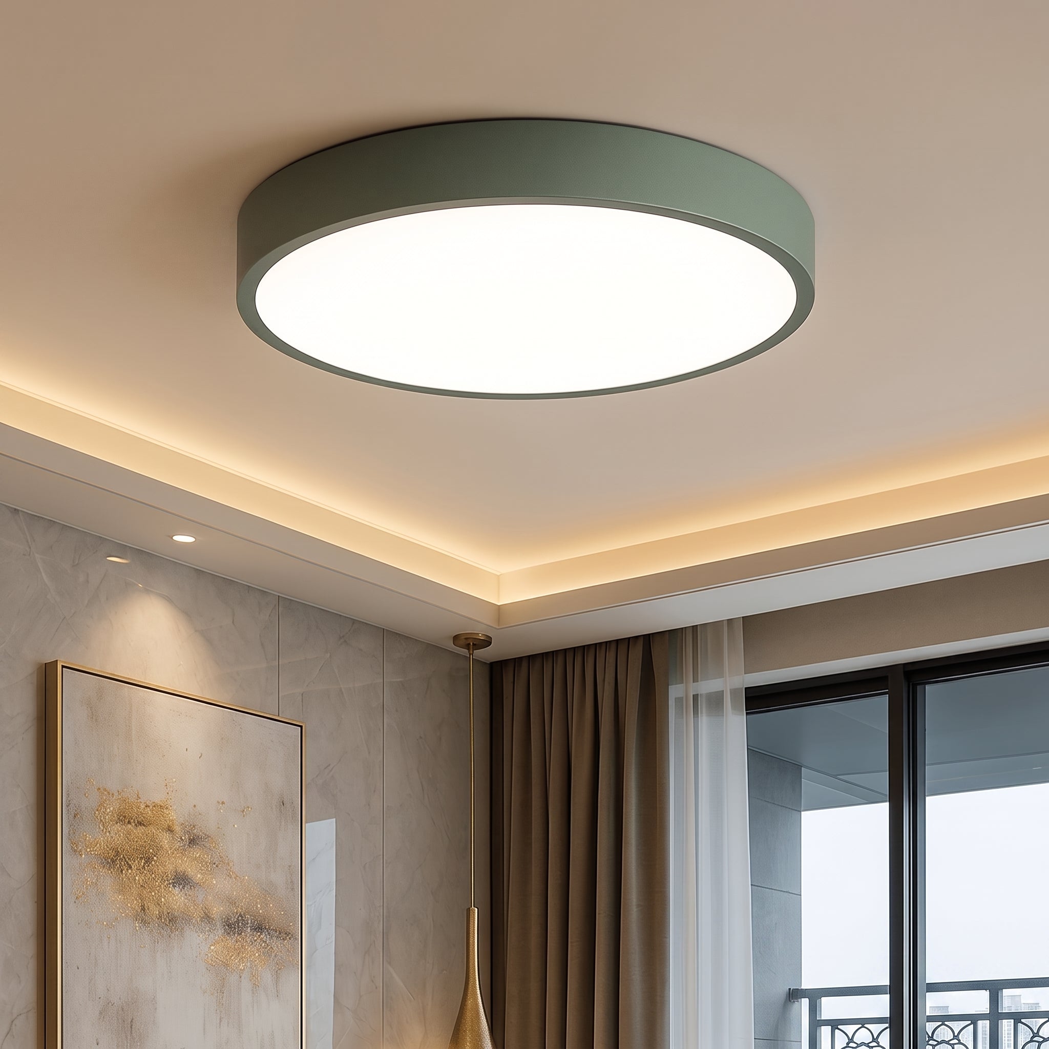 Nordic Macaron Round LED Ceiling Light - Ceiling Light Fixtures - Green - Oaksoho
