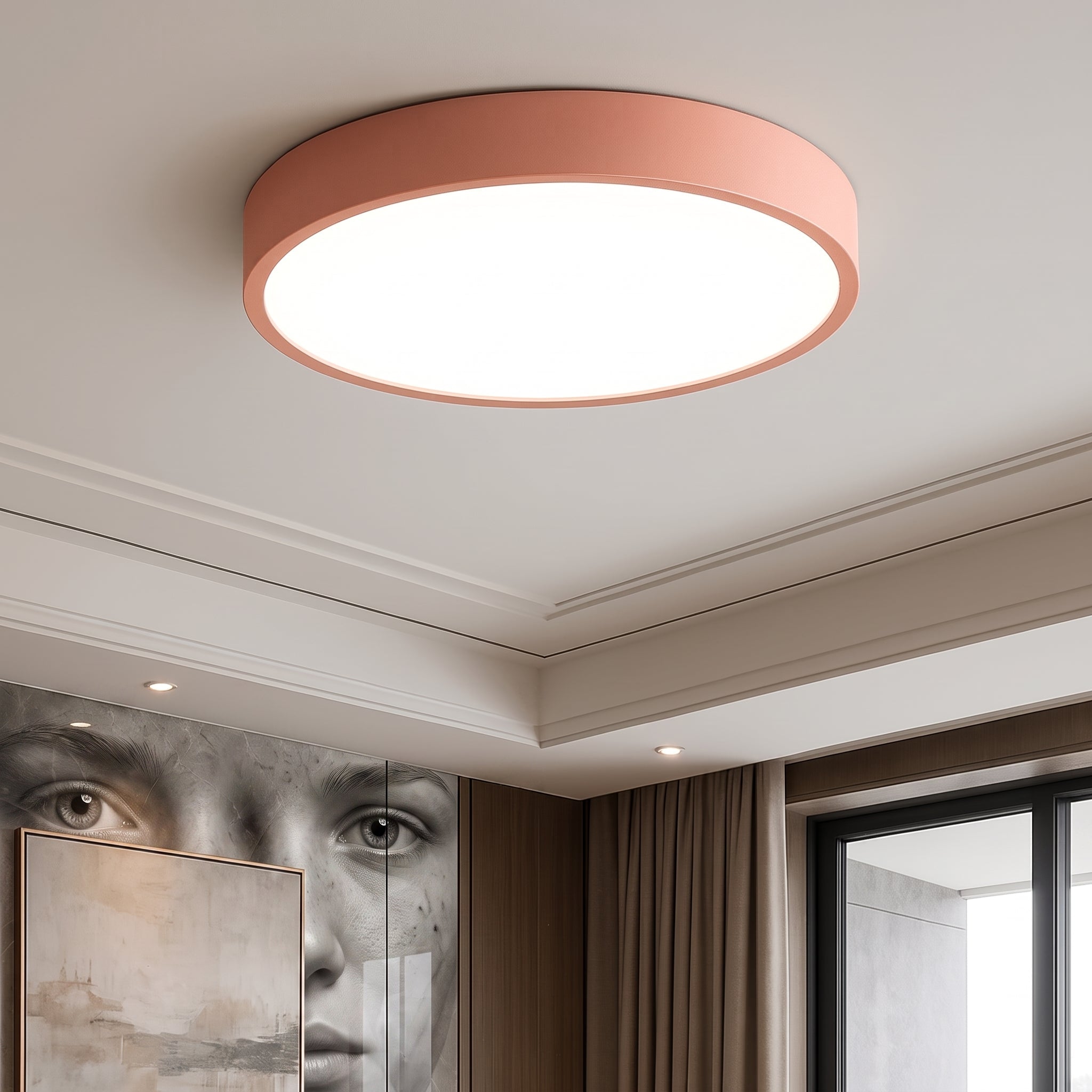 Nordic Macaron Round LED Ceiling Light - Ceiling Light Fixtures - Pink - Oaksoho