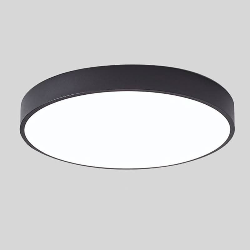 Nordic Round LED Ceiling Light with Natural Wood Accent - Ceiling Light Fixtures - Black - Oaksoho