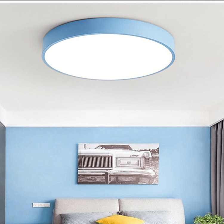 Nordic Round LED Ceiling Light with Natural Wood Accent - Ceiling Light Fixtures - Black - Oaksoho