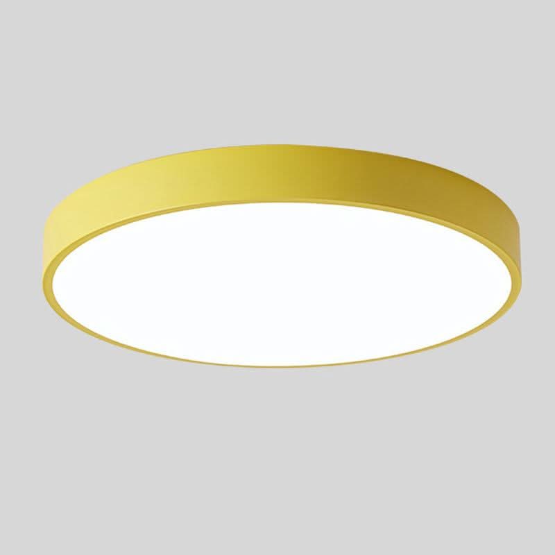 Nordic Round LED Ceiling Light with Natural Wood Accent - Ceiling Light Fixtures - Yellow - Oaksoho