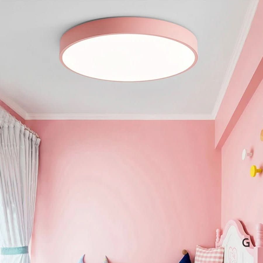 Nordic Round LED Ceiling Light with Natural Wood Accent - Ceiling Light Fixtures - Black - Oaksoho