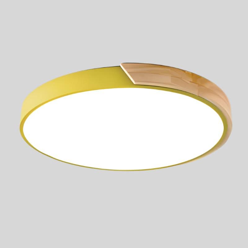 Nordic Round LED Ceiling Light with Natural Wood Accent - Ceiling Light Fixtures - Yellow - Oaksoho