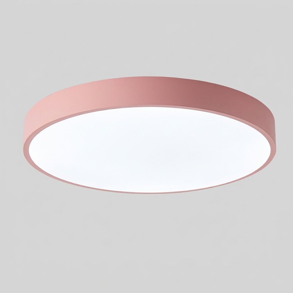 Nordic Round LED Ceiling Light with Natural Wood Accent - Ceiling Light Fixtures - Pink - Oaksoho
