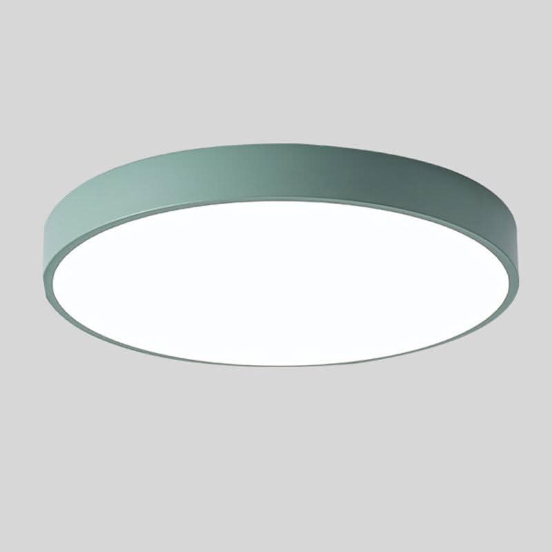 Nordic Round LED Ceiling Light with Natural Wood Accent - Ceiling Light Fixtures - Green - Oaksoho