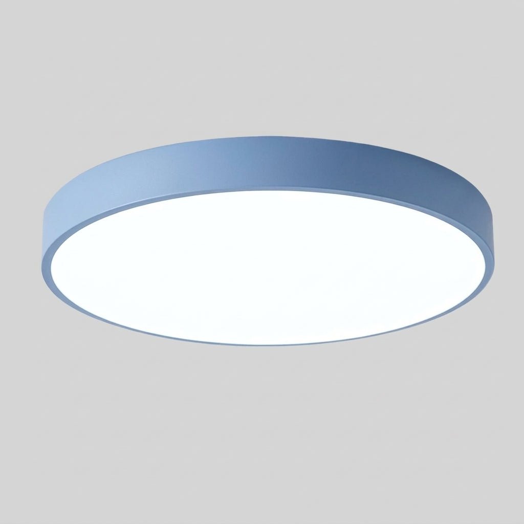 Nordic Round LED Ceiling Light with Natural Wood Accent - Ceiling Light Fixtures - Blue - Oaksoho