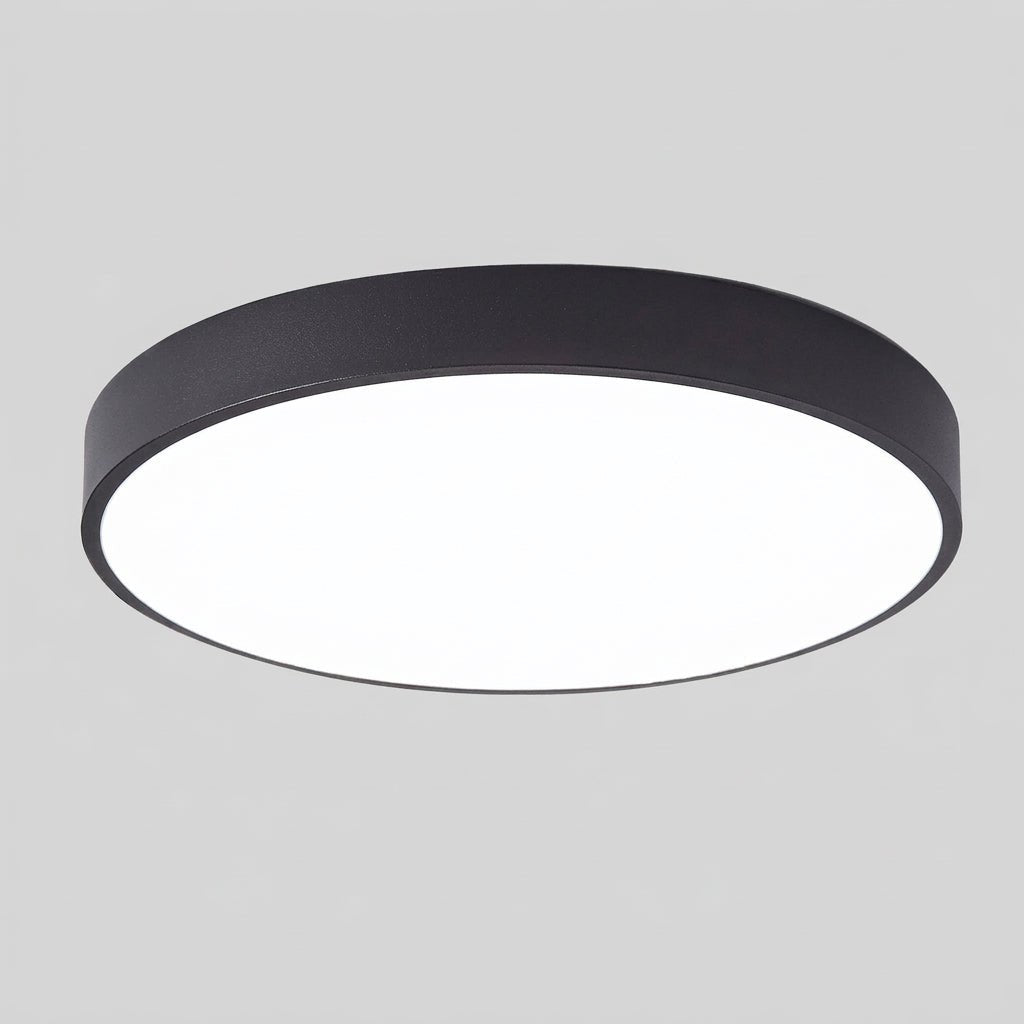 Nordic Round LED Ceiling Light with Natural Wood Accent - Ceiling Light Fixtures - Black - Oaksoho