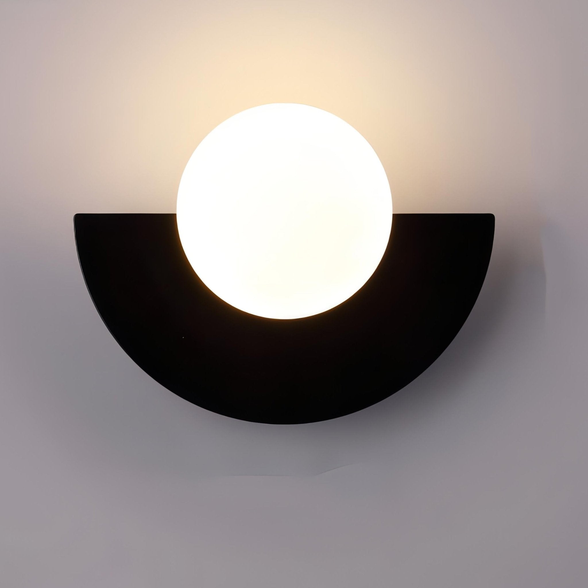 Nordic Semi - Round LED Wall Lamp Modern Design - Wandleuchte - Black - Oaksoho