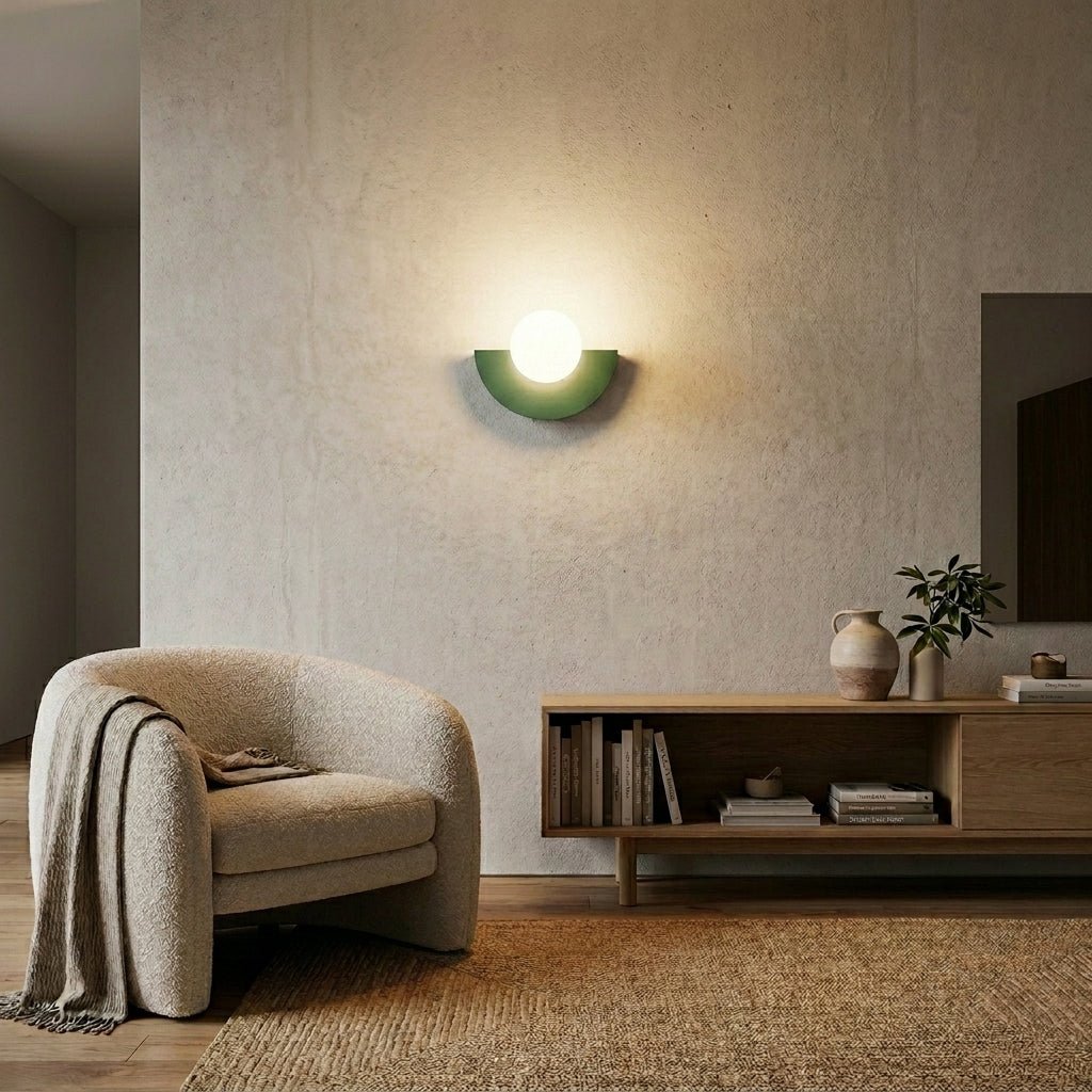 Nordic Semi - Round LED Wall Lamp Modern Design - Wandleuchte - Green - Oaksoho