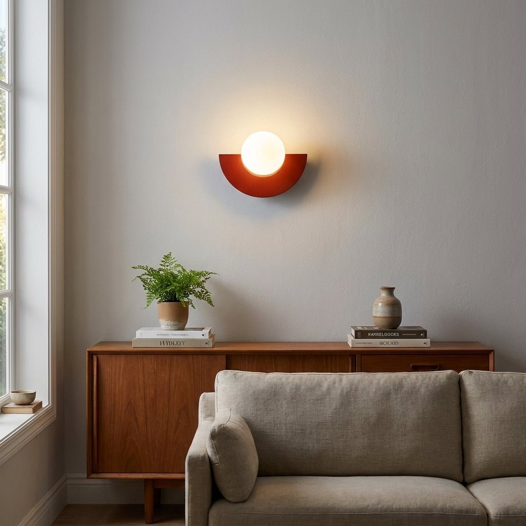 Nordic Semi - Round LED Wall Lamp Modern Design - Wandleuchte - Red - Oaksoho